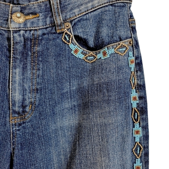 LRL Southwestern Blue Beaded Bootcut Jeans - Picture 3 of 7